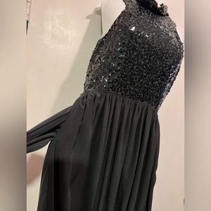 Vintage Ellen Tracy black silk and sequin evening dress - size 4